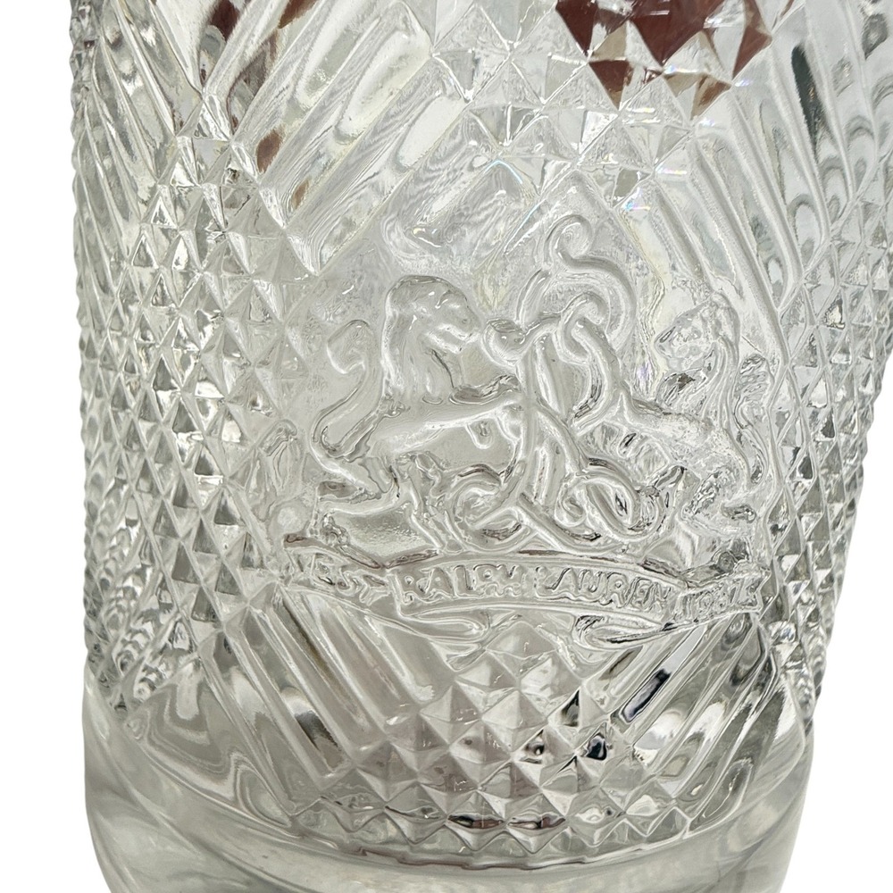 Vintage Ralph Lauren Argyle Plaid Double Old Fashioned Lion Cocktail Glasses Set - Picture 5 of 5